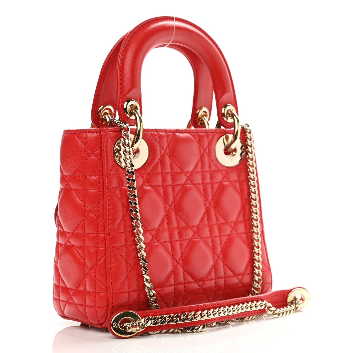 Lambskin Cannage Mini Lady Dior Geranium