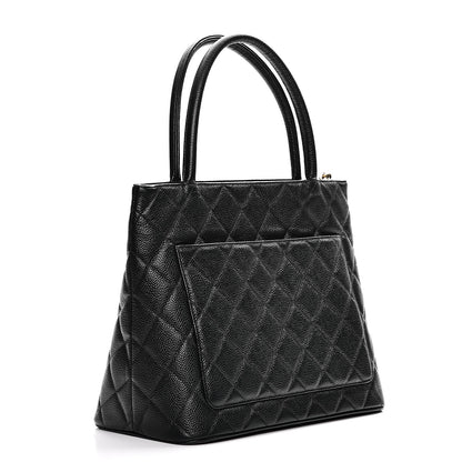 Chanel Caviar Quilted Medallion Tote Dark Green 3 of 8