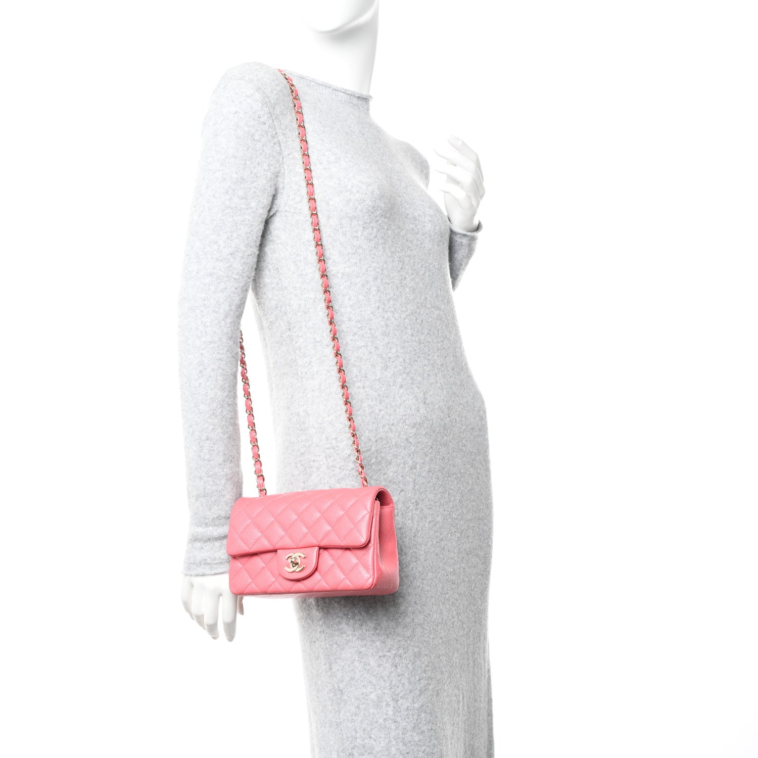 Chanel Caviar Quilted Mini Rectangular Flap Dark Pink 2 of 10