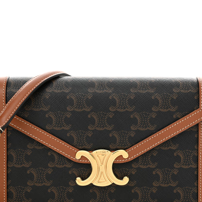 Celine Triomphe Canvas Calfskin Margo Wallet on Chain Tan 8 of 13