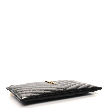 Saint Laurent Grain De Poudre Chevron Monogram Bill Pouch Black 4 of 11