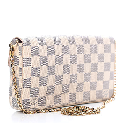 Louis Vuitton Damier Azur Pochette Felicie Chain Wallet Rose Ballerine 3 of 8