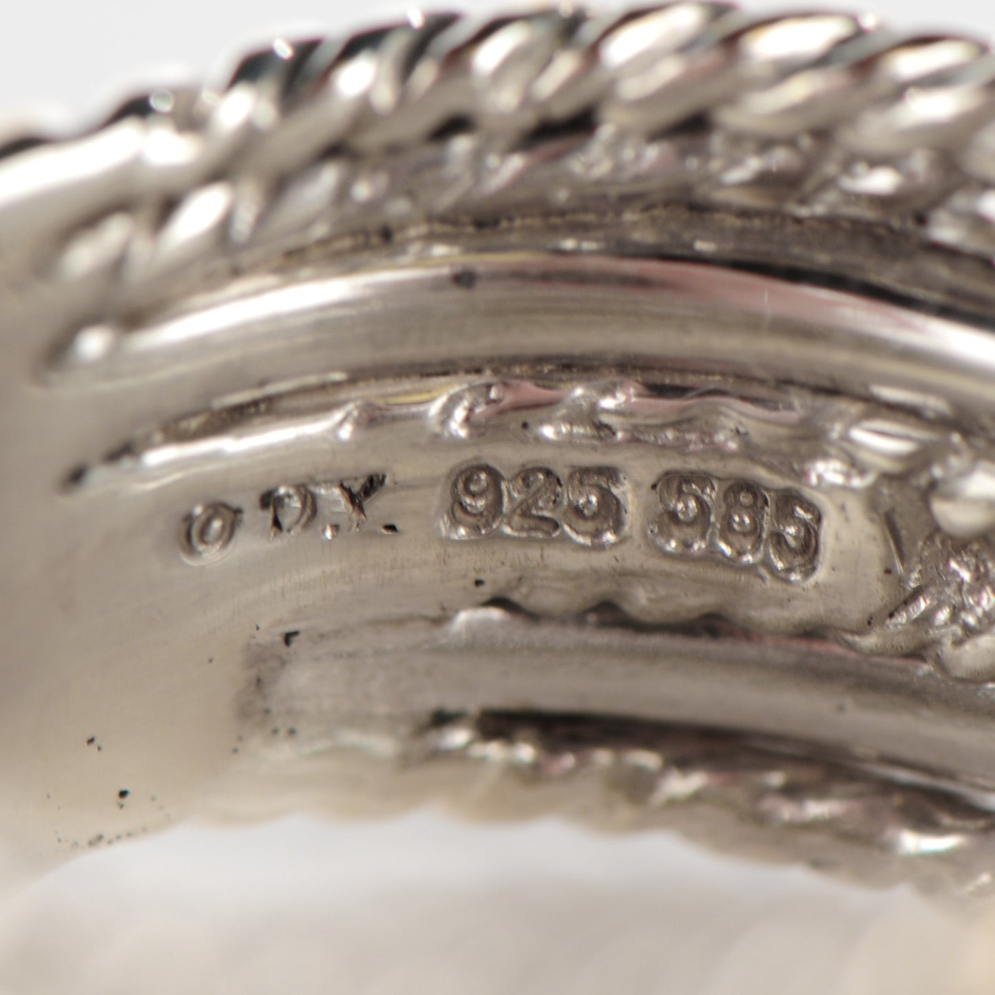 Sterling Silver 14K White Gold Diamond 11mm Wide Crossover Cable Ring 54 7