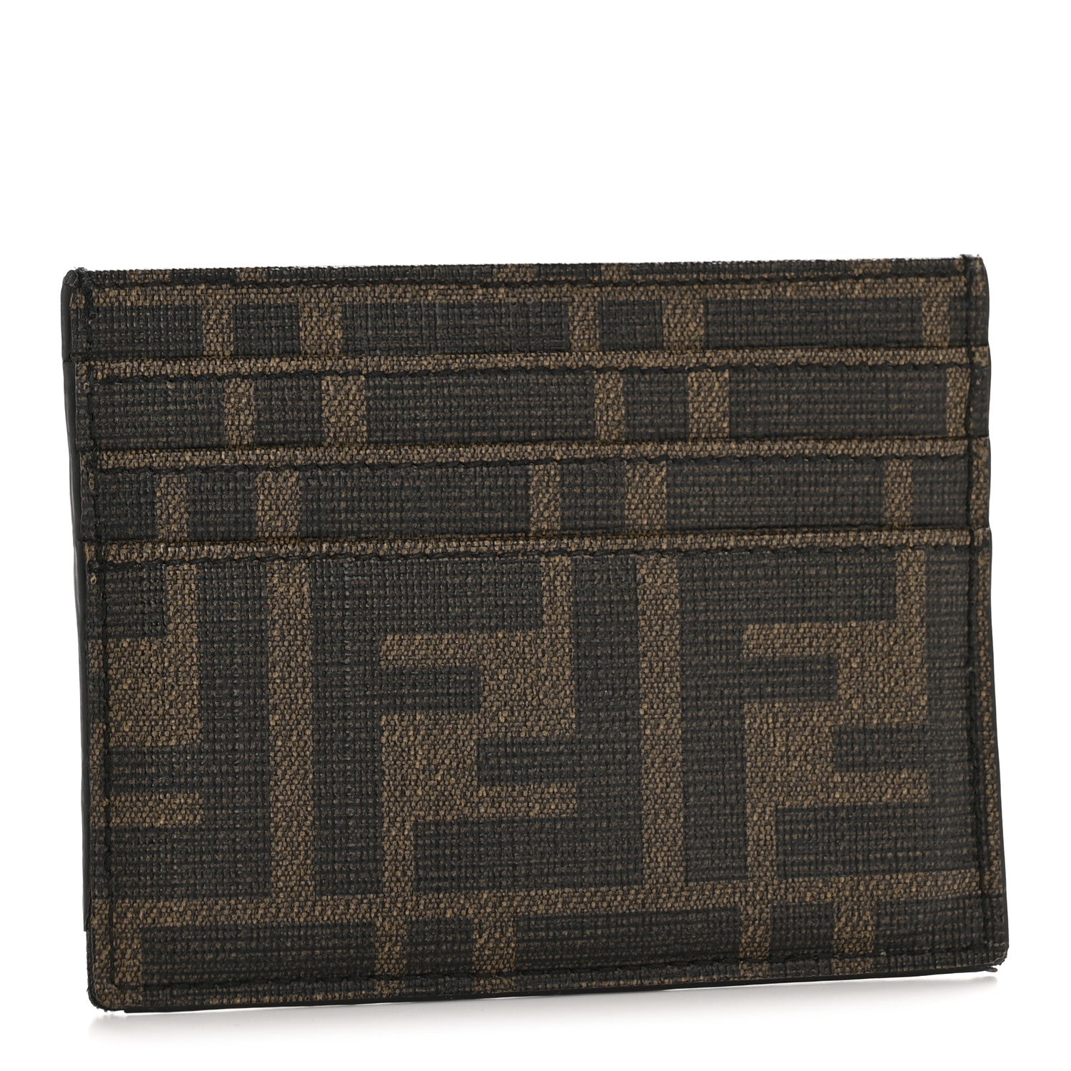Fendi Glazed Fabric FF 1974 Roma Amor Card Holder Tobacco Limone 3 of 9
