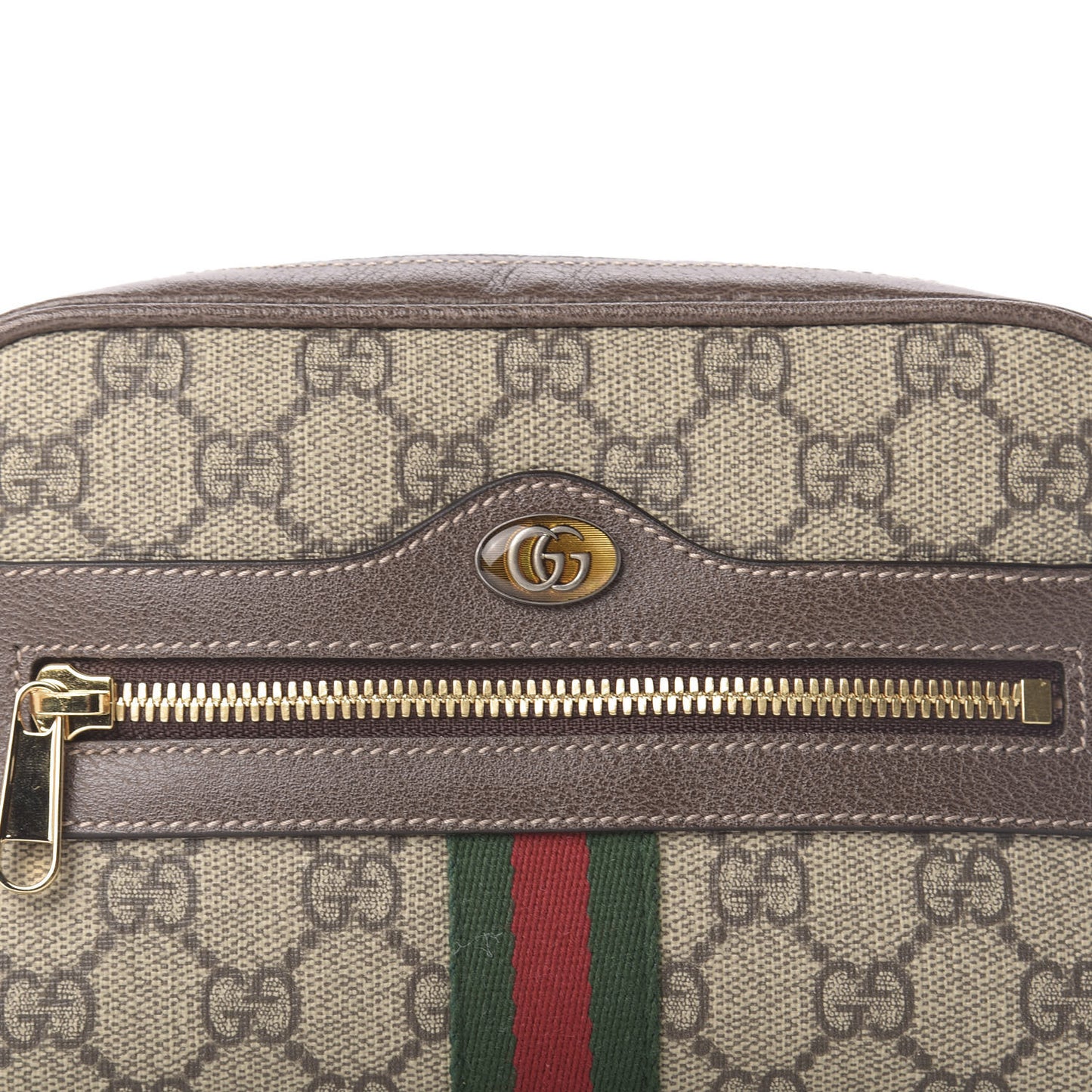 GG Supreme Monogram Web Small Ophidia Belt Bag 75 30 Dark Brown