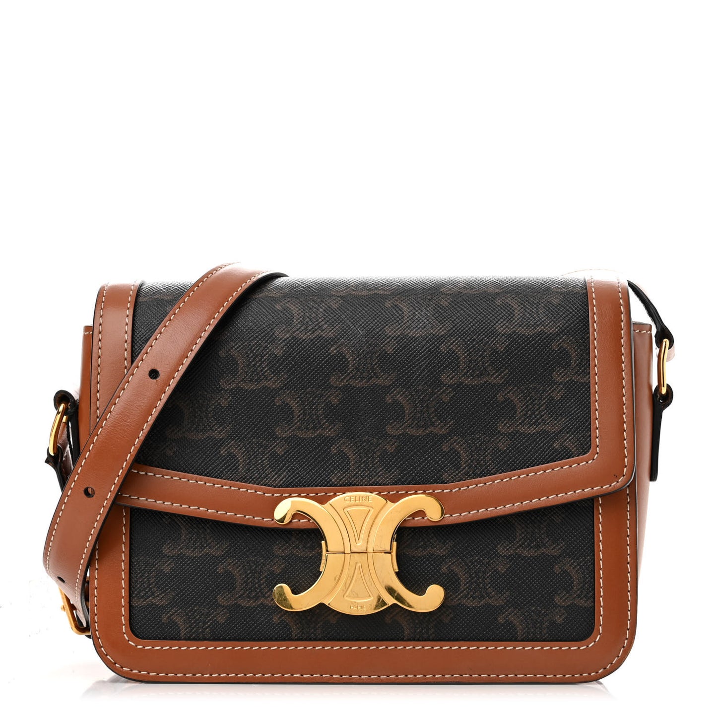 Calfskin Triomphe Canvas Teen Triomphe Bag Tan