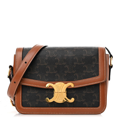 Celine Calfskin Triomphe Canvas Teen Triomphe Bag Tan 1 of 10