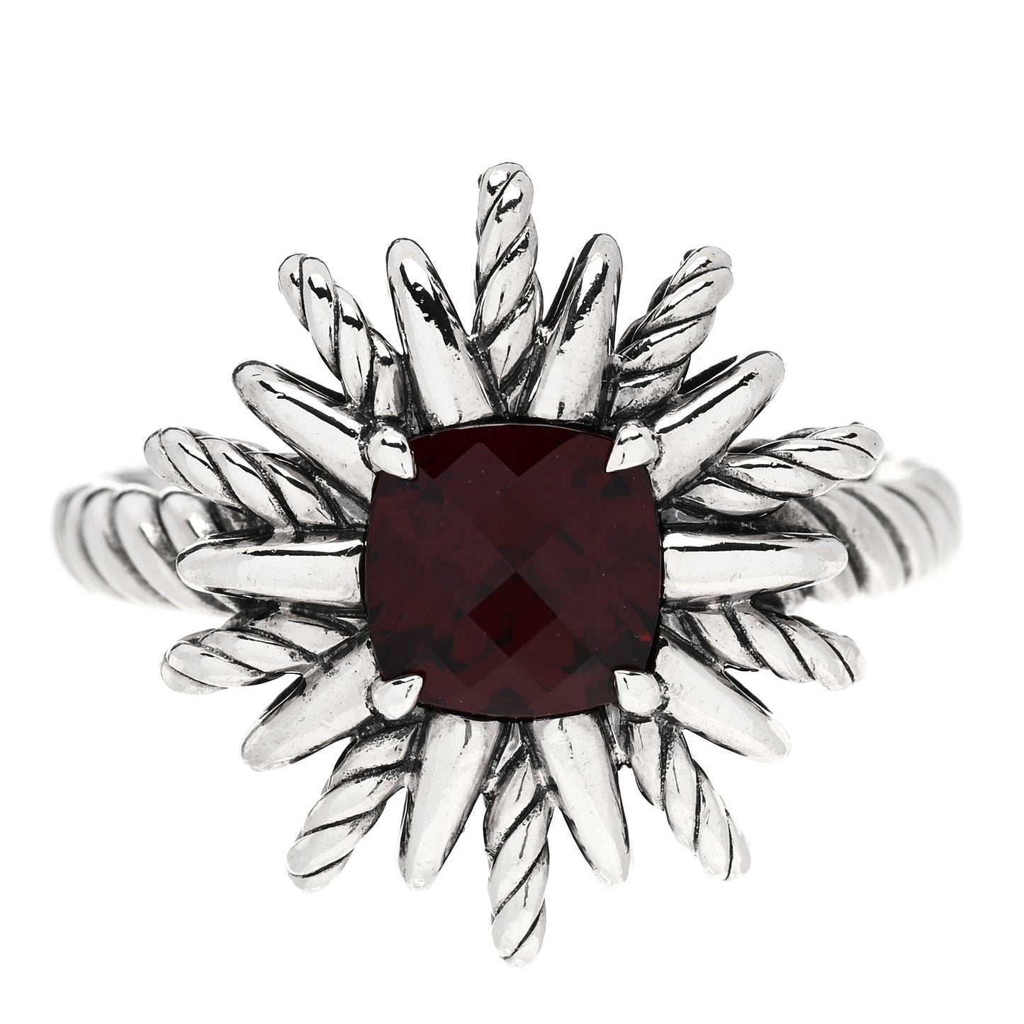 Sterling Silver Garnet Starburst Ring 57 8