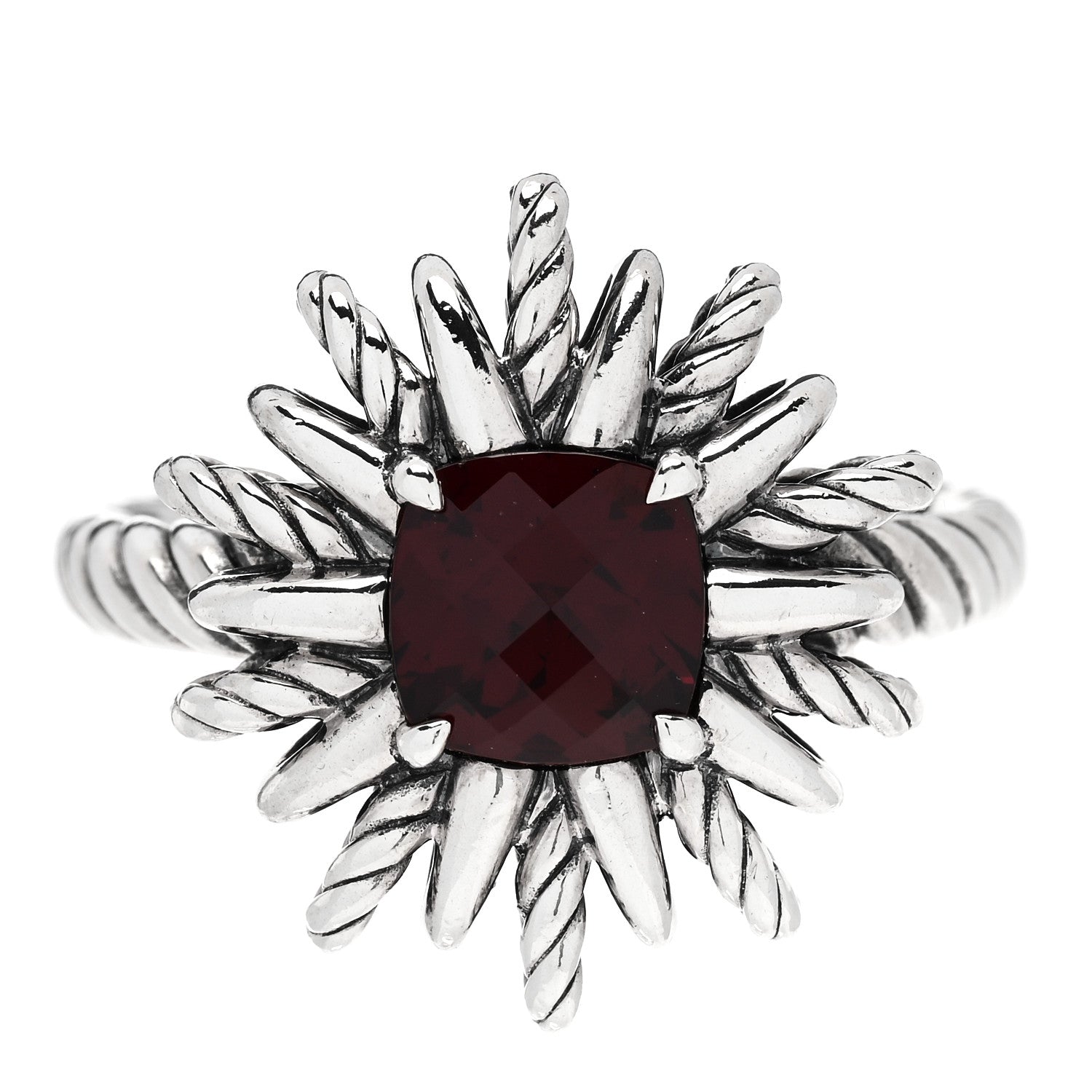 David Yurman Sterling Silver Garnet Starburst Ring 57 8 1 of 6