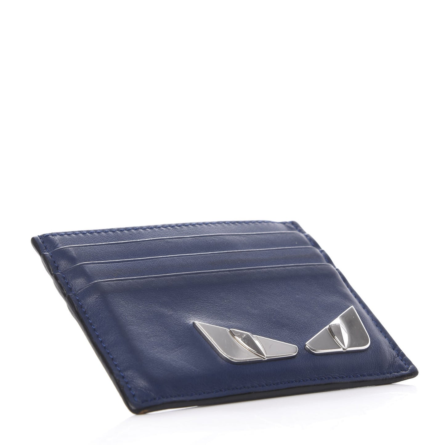 Vitello Century Monster Eyes Card Holder Blue Carbone