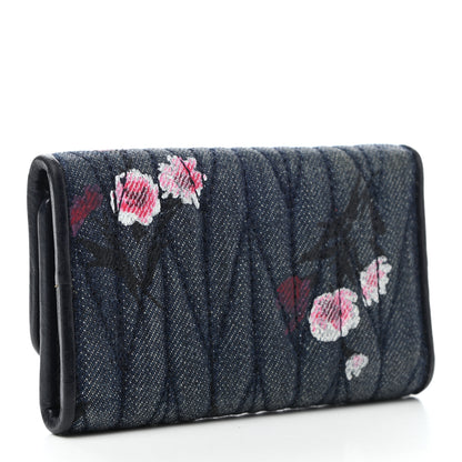 Miu Miu Denim Matelasse Flap Card Holder Key Ring 3 of 7