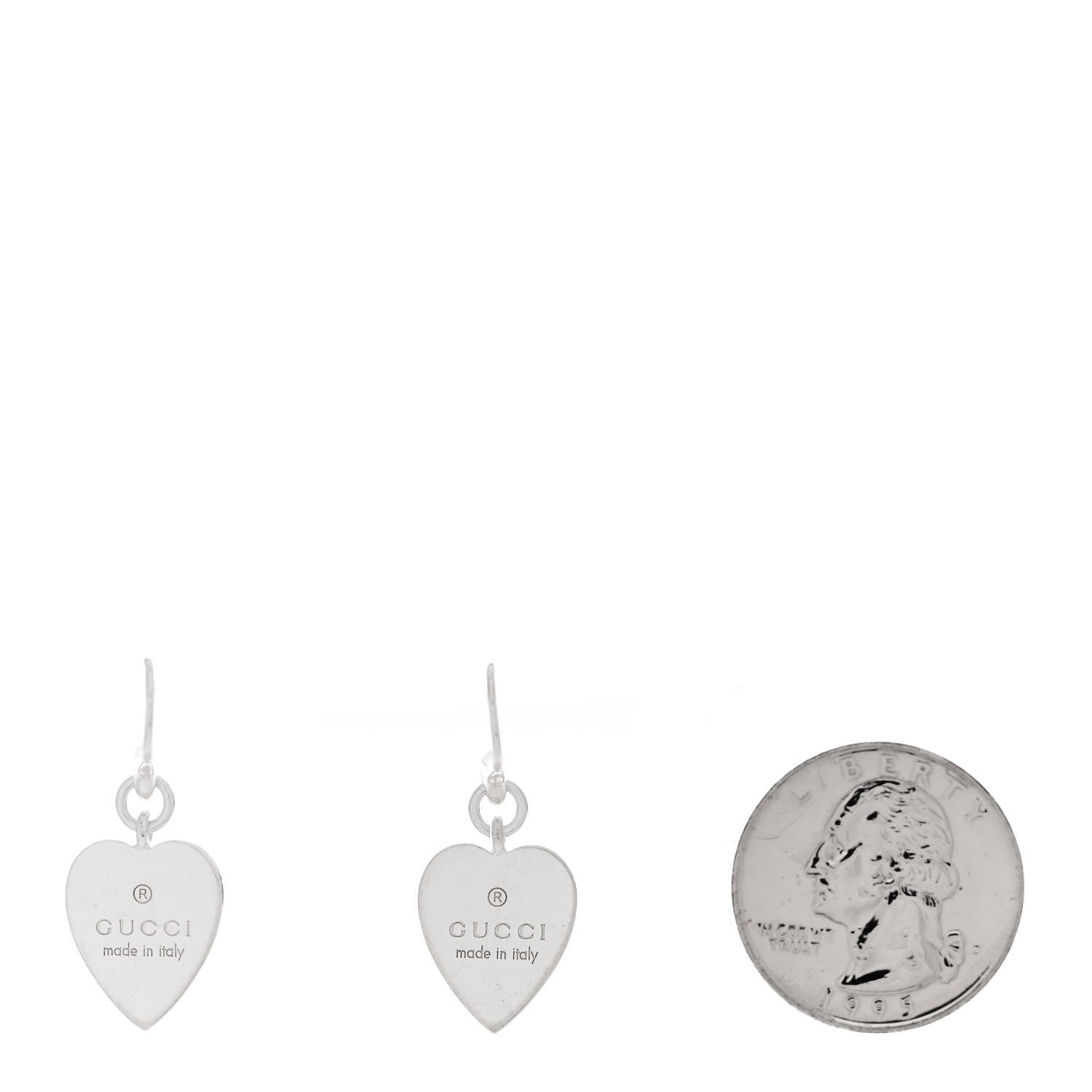 Gucci Sterling Silver Trademark Heart Drop Earrings 2 of 4