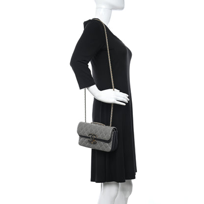 Chanel Lambskin Quilted Small CC Chic Flap Grey Dark Navy 2 of 11