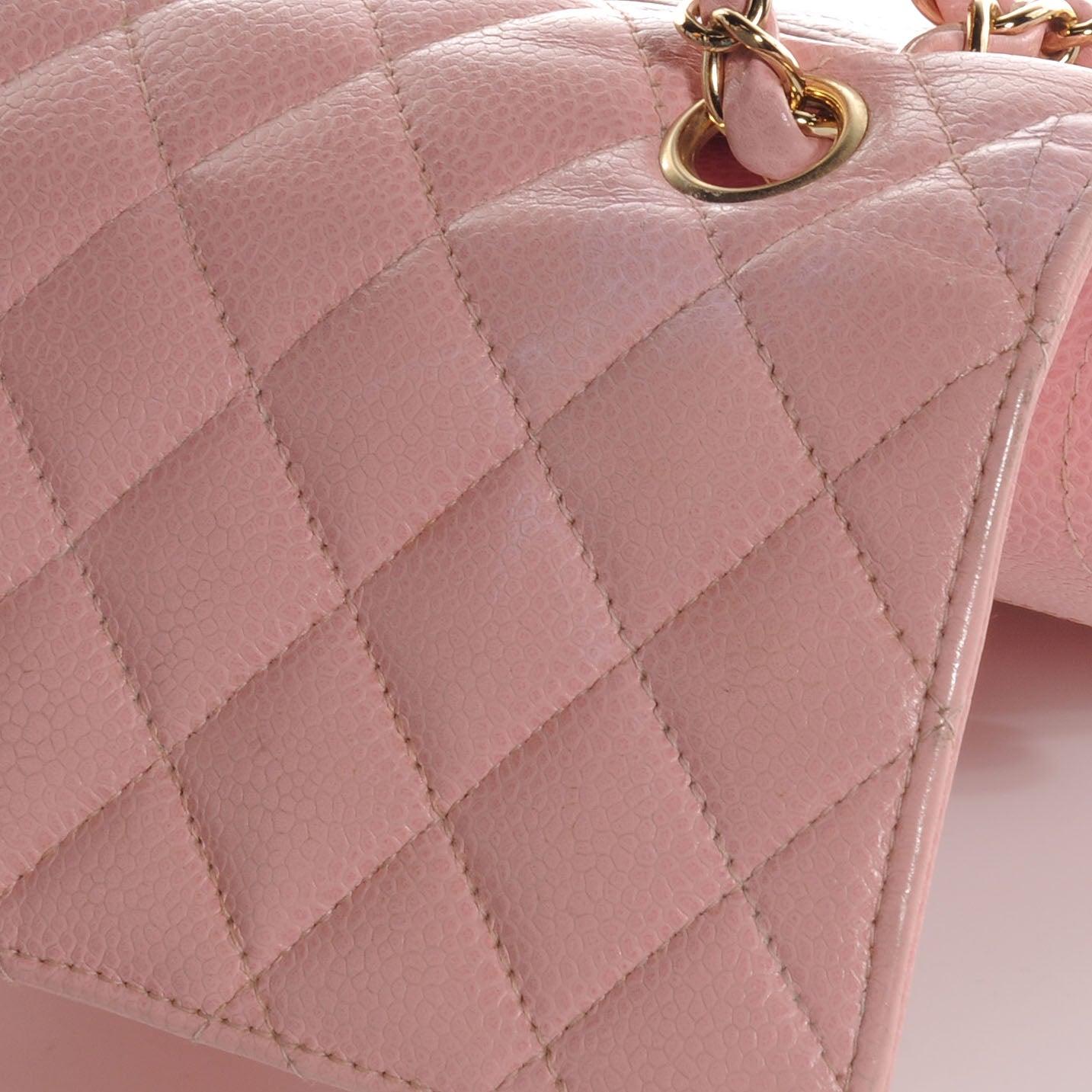 Caviar Medium Double Flap Pink