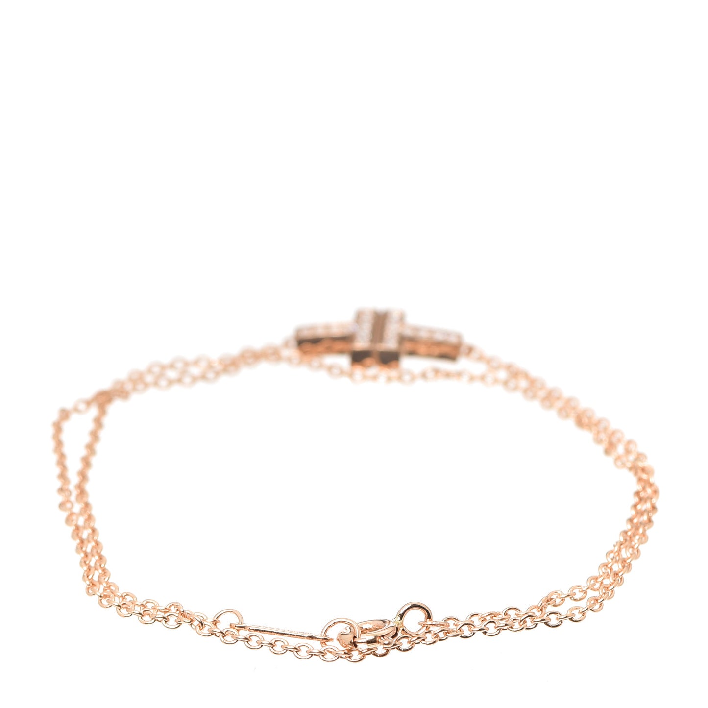 18K Rose Gold Diamond T Double Chain Bracelet