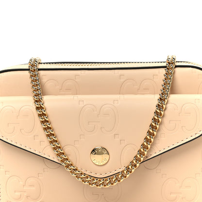 Gucci Calfskin GG Super Mini Debossed Chain Wallet Light Beige 8 of 10