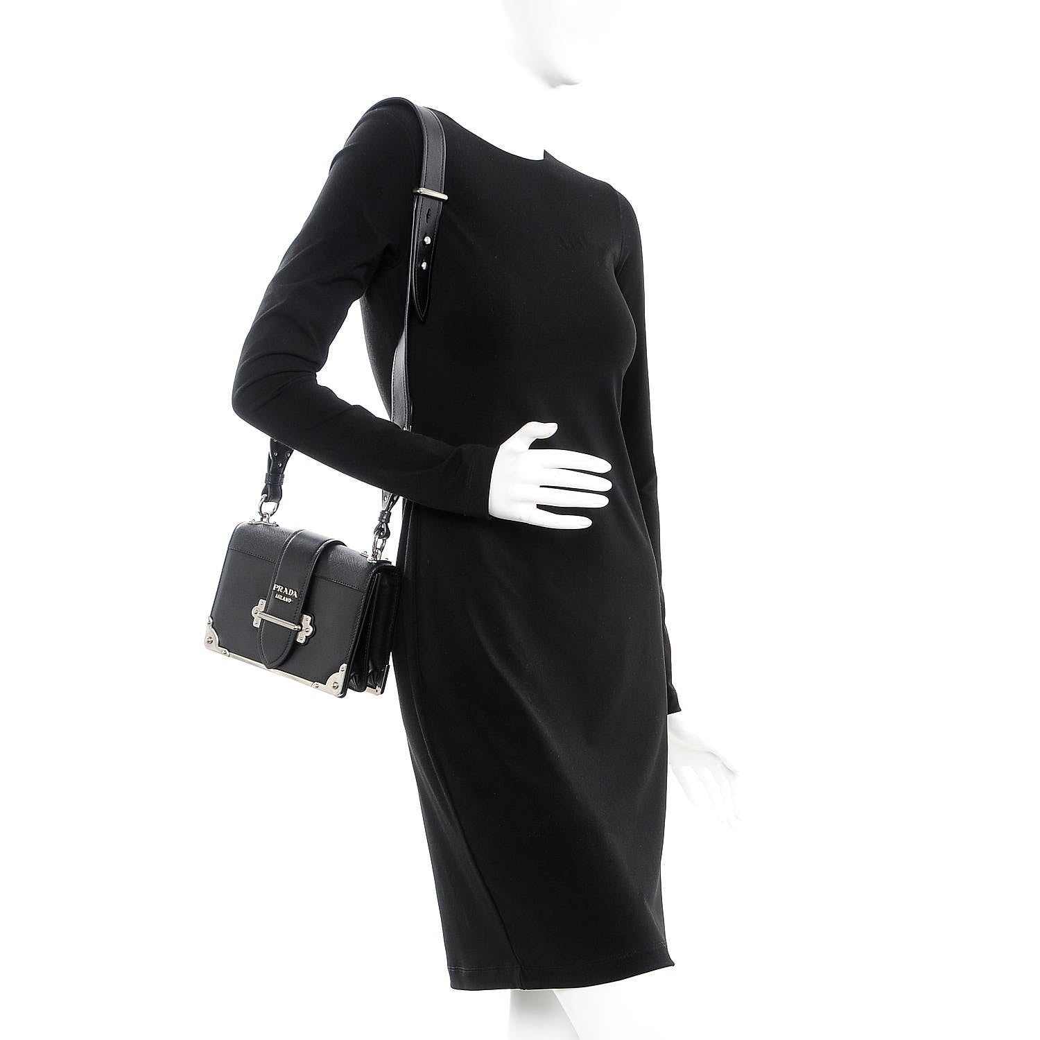 Prada City Calf Saffiano Cahier Bag Nero Black 2 of 7
