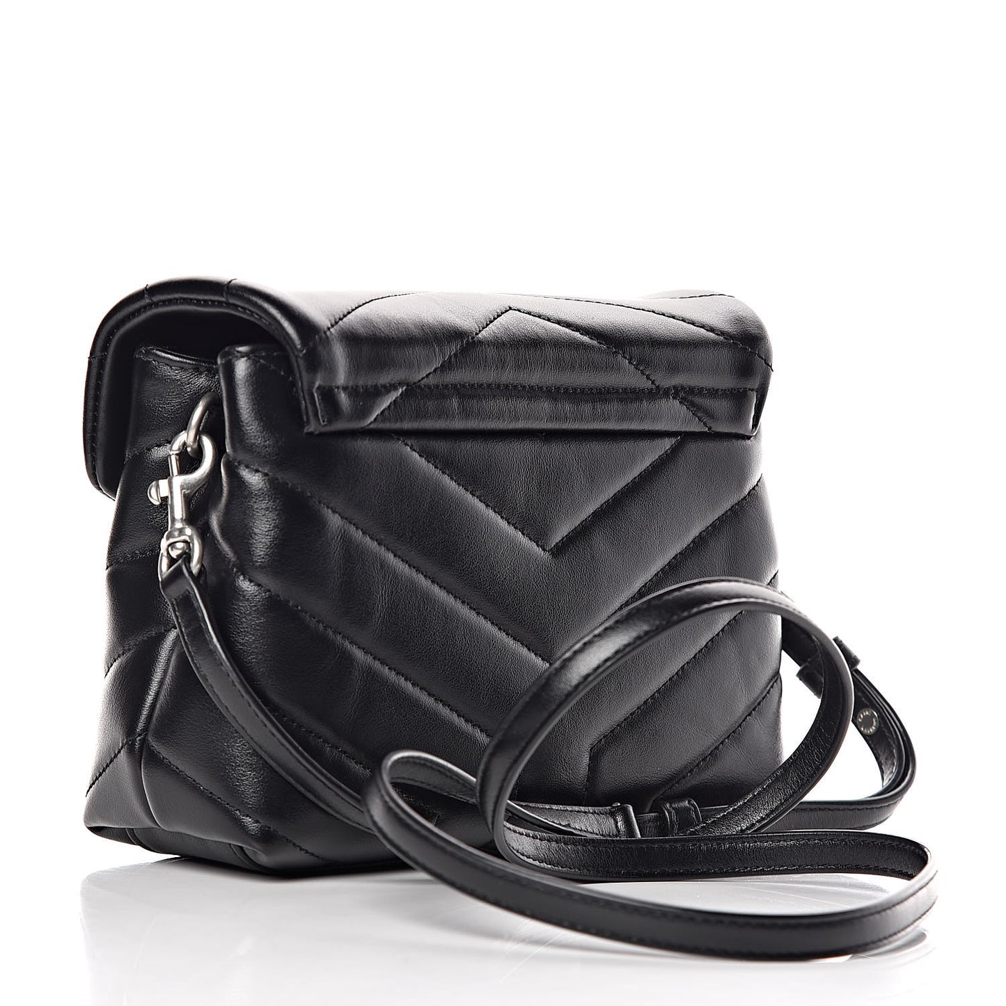 Calfskin Y Quilted Monogram Toy Loulou Crossbody Bag Black