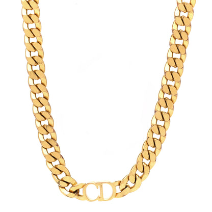 Christian Dior Metal CD Choker Necklace Gold 1 of 6