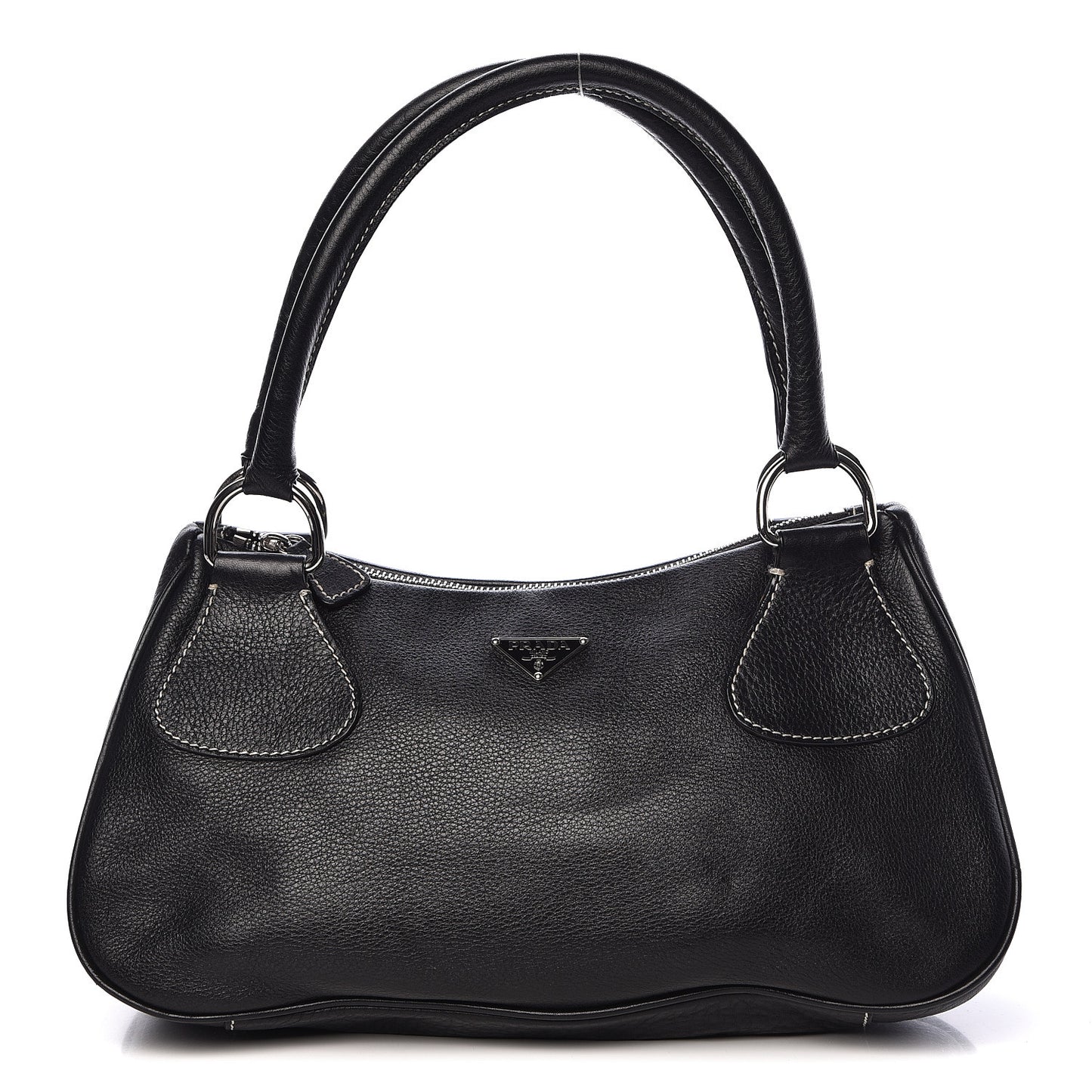 Vitello Daino Box Shoulder Bag Black