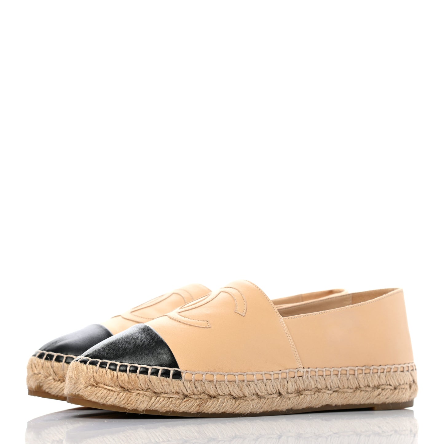 Lambskin CC Espadrilles 36 Beige Black