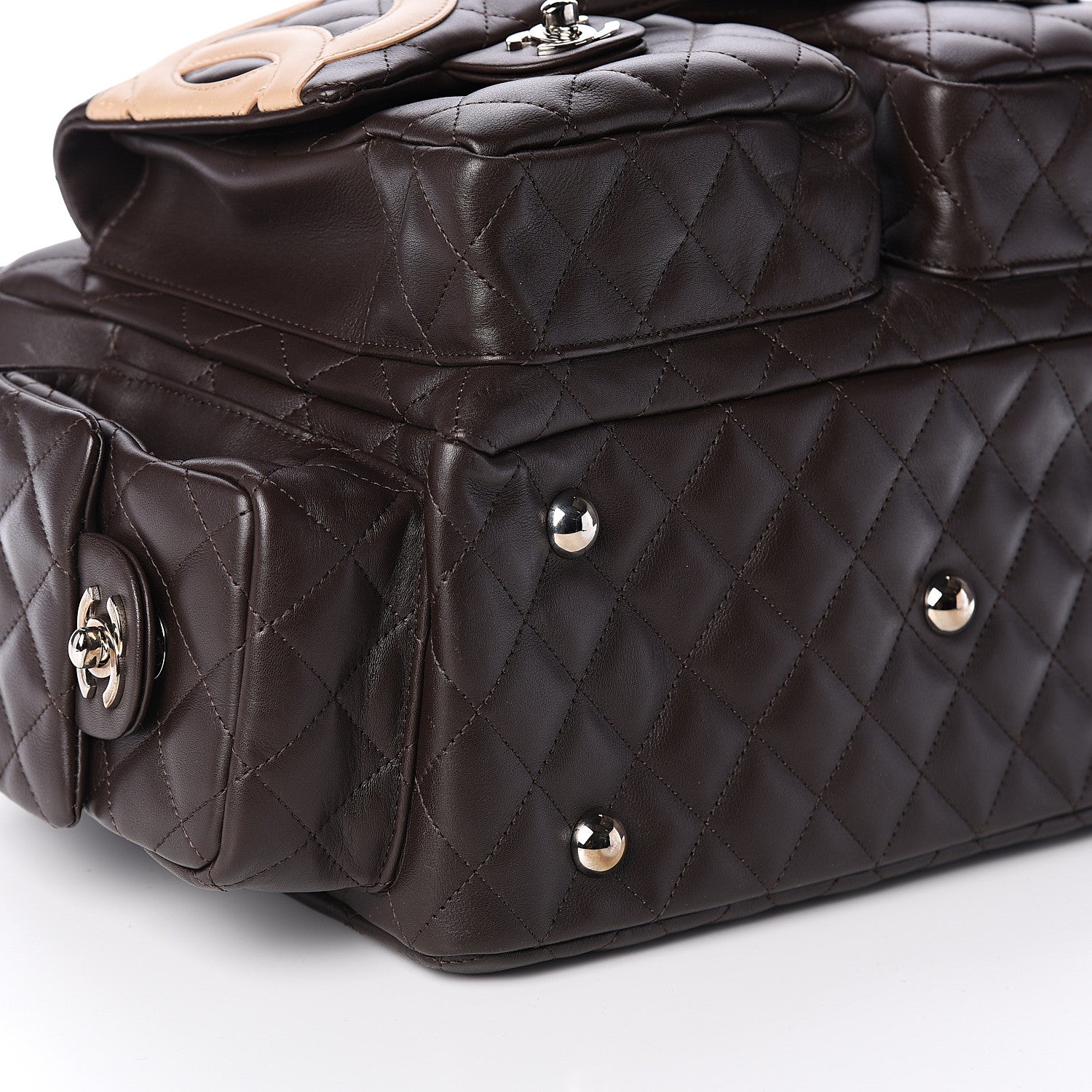 Chanel Calfskin Quilted Large Cambon Multipocket Reporter Brown Beige 8 of 9