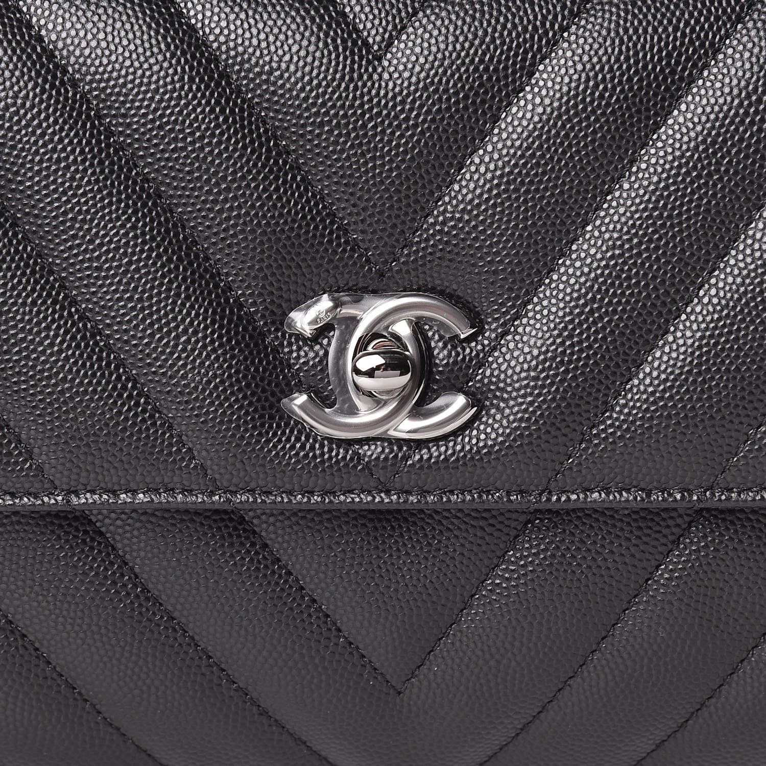 Chanel Caviar Chevron Quilted Mini Coco Handle Flap Black 8 of 11