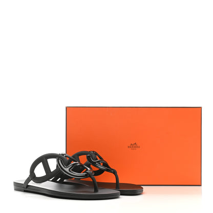 Hermes Rubber Womens Egerie Sandals 37 Black 9 of 9