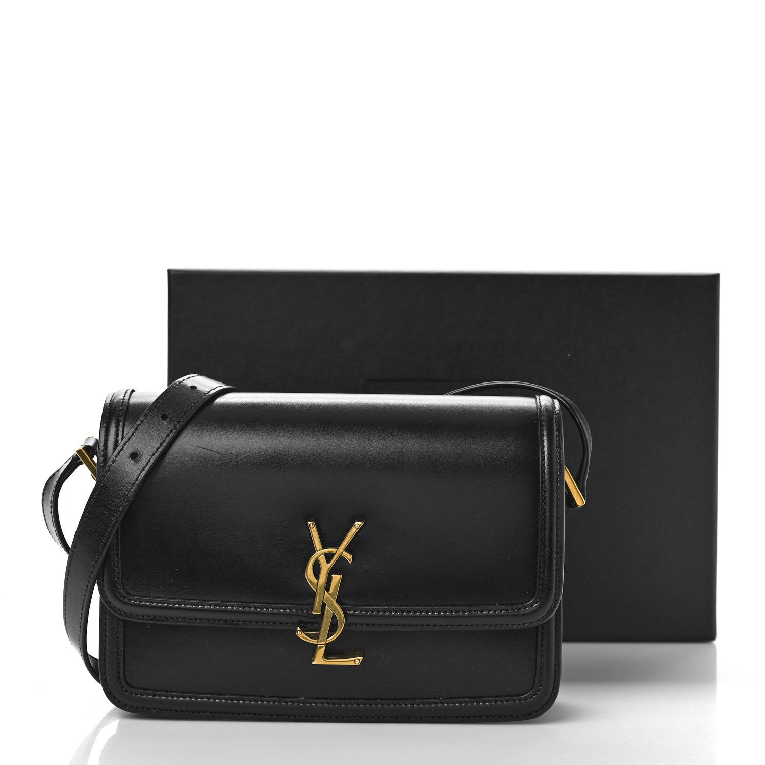Saint Laurent Box Calfskin Monogram Medium Solferino Satchel Black 11 of 11