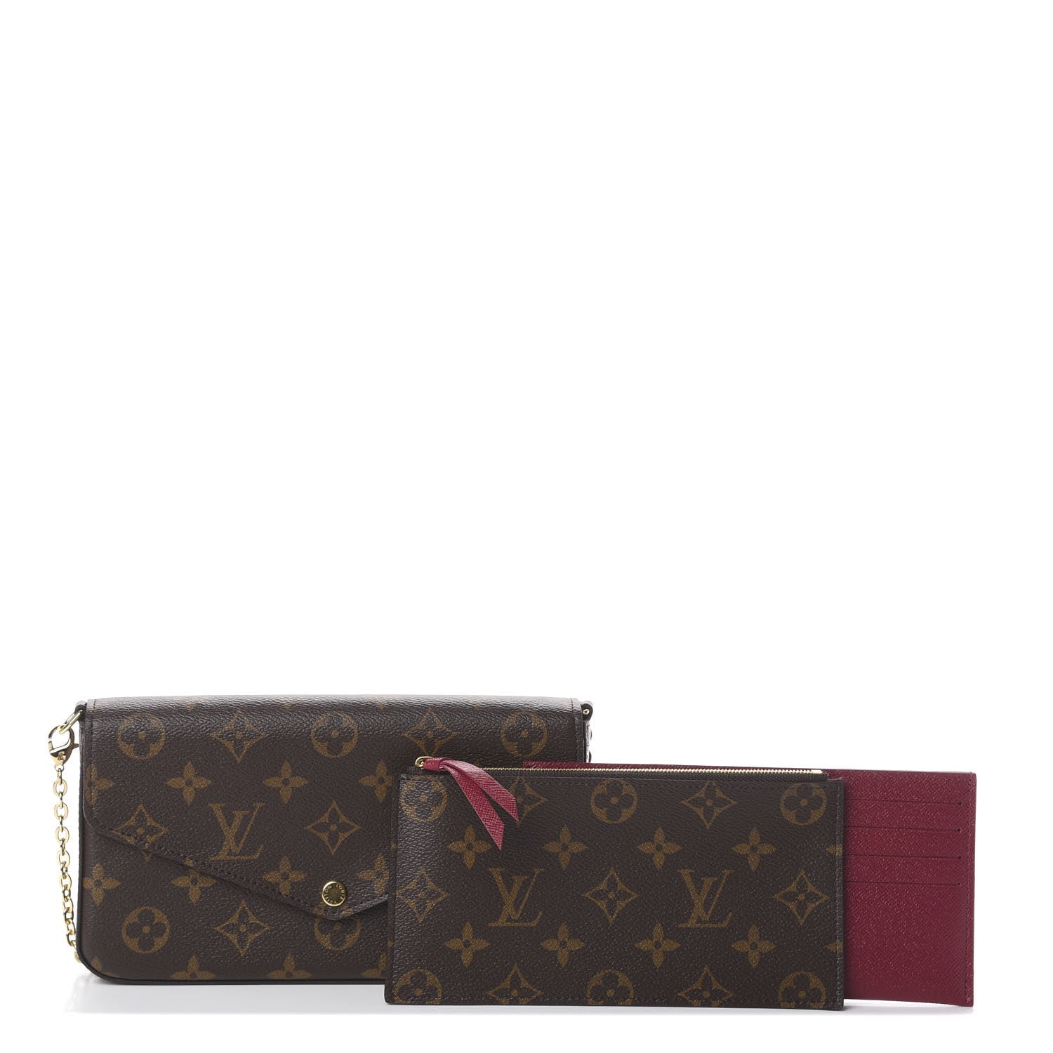 Louis Vuitton Monogram Pochette Felicie Chain Wallet Fuchsia 2 of 6