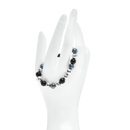 David Yurman Sterling Silver Black Onyx Hematine 8mm Elements Bead Bracelet 2 of 4