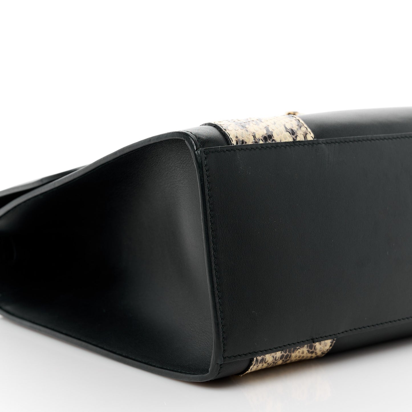 Calfskin Snakeskin GG Supreme Monogram Medium Osiride Top Handle Bag Black