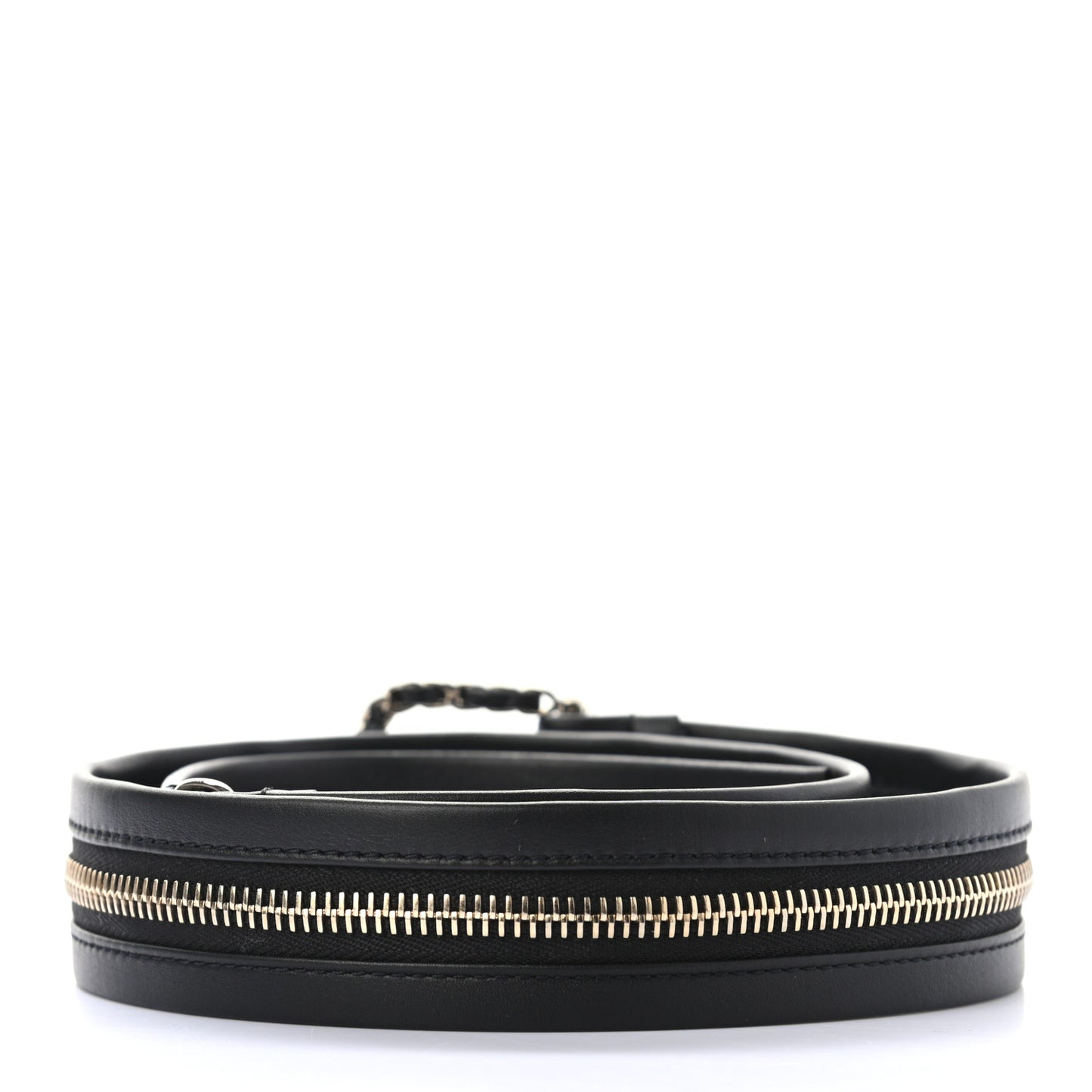 Calfskin Lambskin Zipper Chain CC Belt 80 32 Black