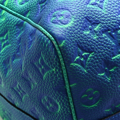Louis Vuitton Taurillon Illusion Keepall Bandouliere 50 Bleu Vert 6 of 9