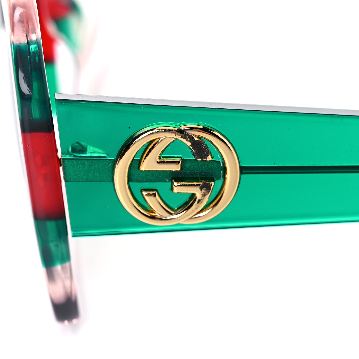 Gucci Square Web Frame GG0178S Sunglasses Green Red 9 of 10