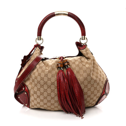 Gucci Monogram Snakeskin Large Unicef Indy Top Handle Hobo Red 1 of 12