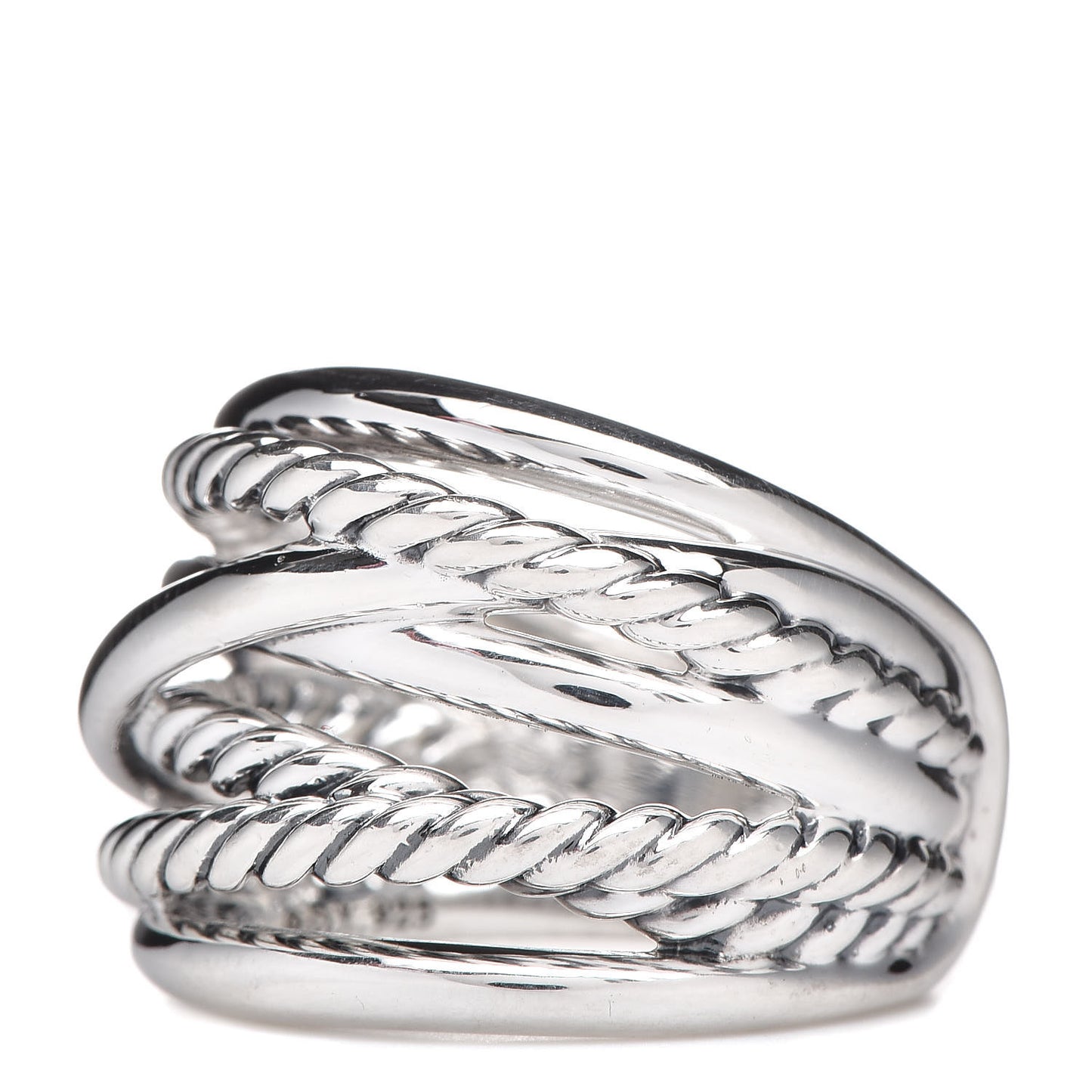 Sterling Silver 18mm Wide Crossover Cable Ring 54 7