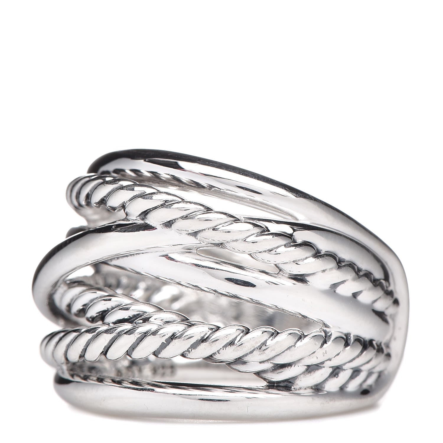 David Yurman Sterling Silver 18mm Wide Crossover Cable Ring 54 7 3 of 5