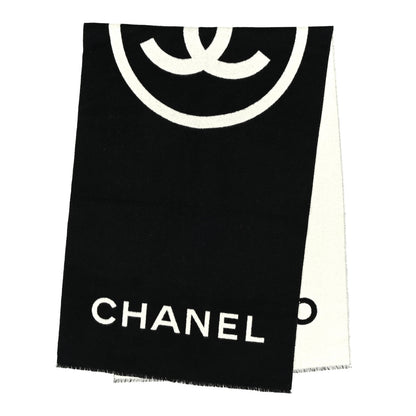 Chanel Cashmere CC Fringe Stole Black White 2 of 3