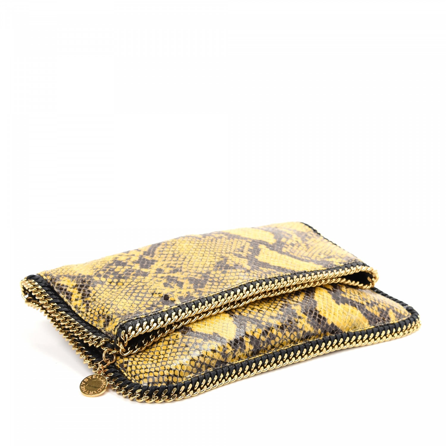 Stella McCartney Python Embossed Falabella Fold Over Clutch Yellow 3 of 7