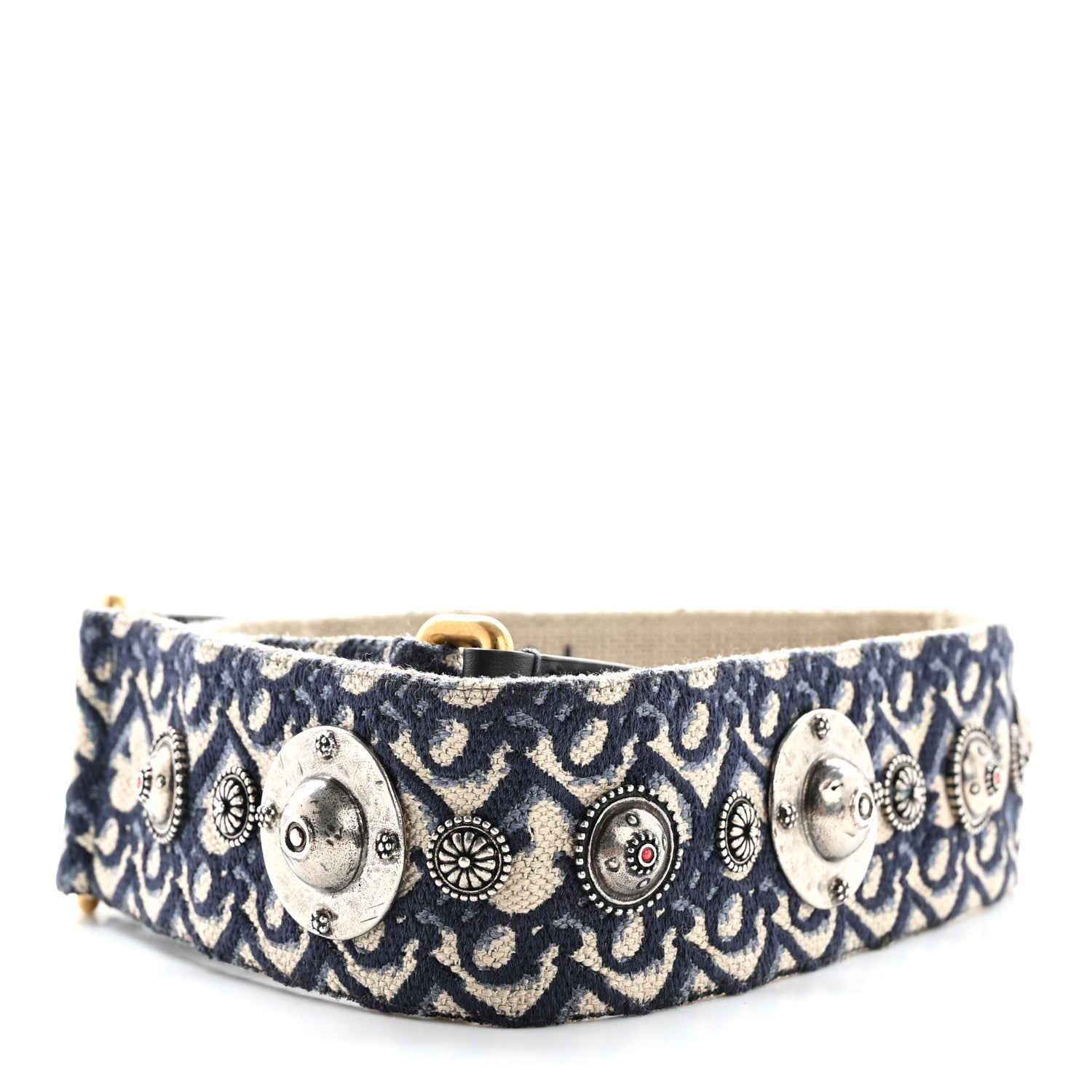 Christian Dior Oblique Studded Shoulder Strap Blue 2 of 6