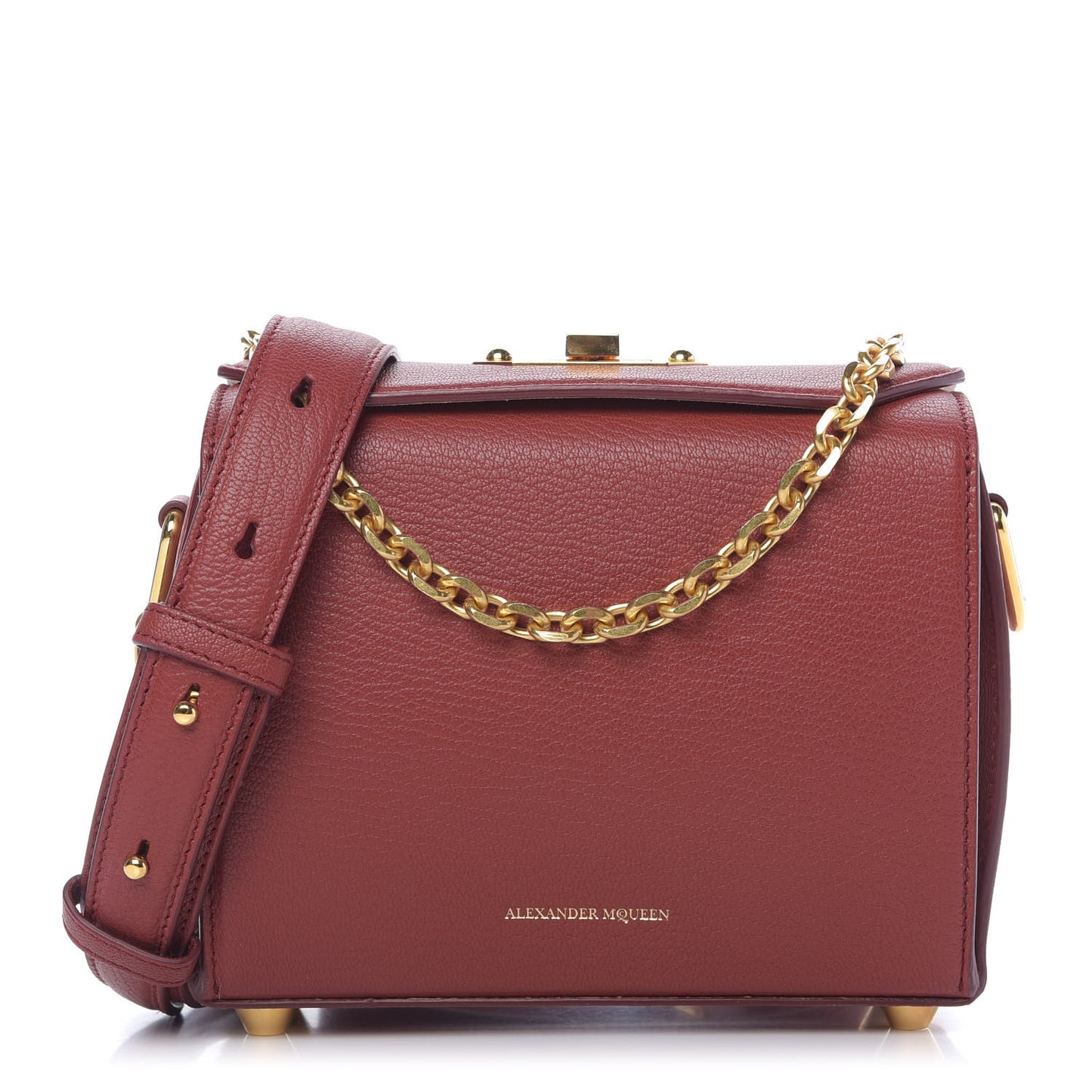 Silky Amish Grain Calfskin Box Shoulder Bag 19 Lacquered Red