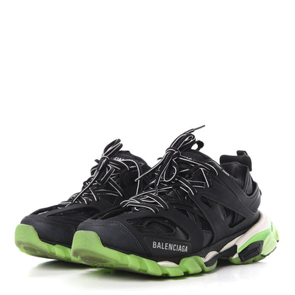 Balenciaga Mesh Nubuck Effect Fabric Glow in the Dark Womens Track Sneakers 38 Black Glow 3 of 11