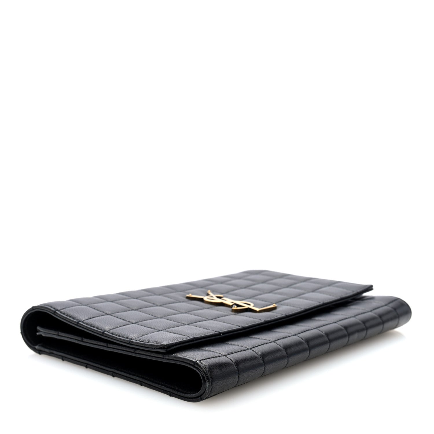 Saint Laurent Lambskin Carre Quilted Cassandre Pouch Clutch Black 4 of 6