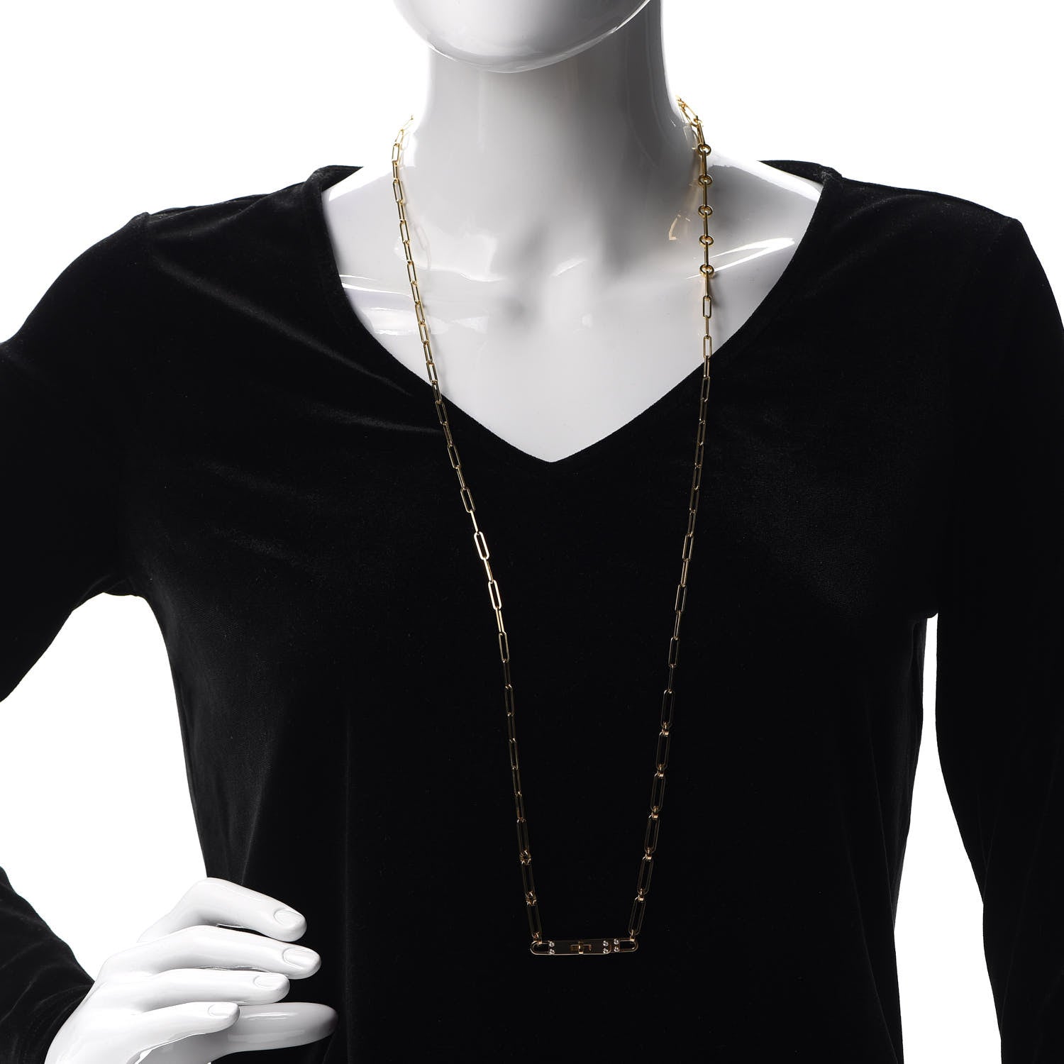 Hermes 18K Yellow Gold Diamond PM Kelly Chaine Double Tour Necklace 2 of 6