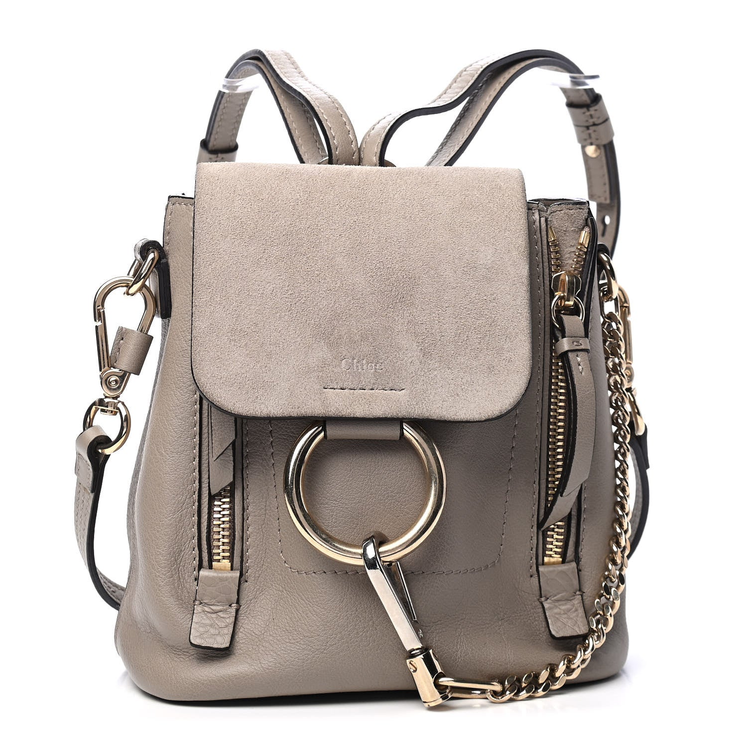 Chloe Suede Calfskin Mini Faye Backpack Motty Grey 1 of 4