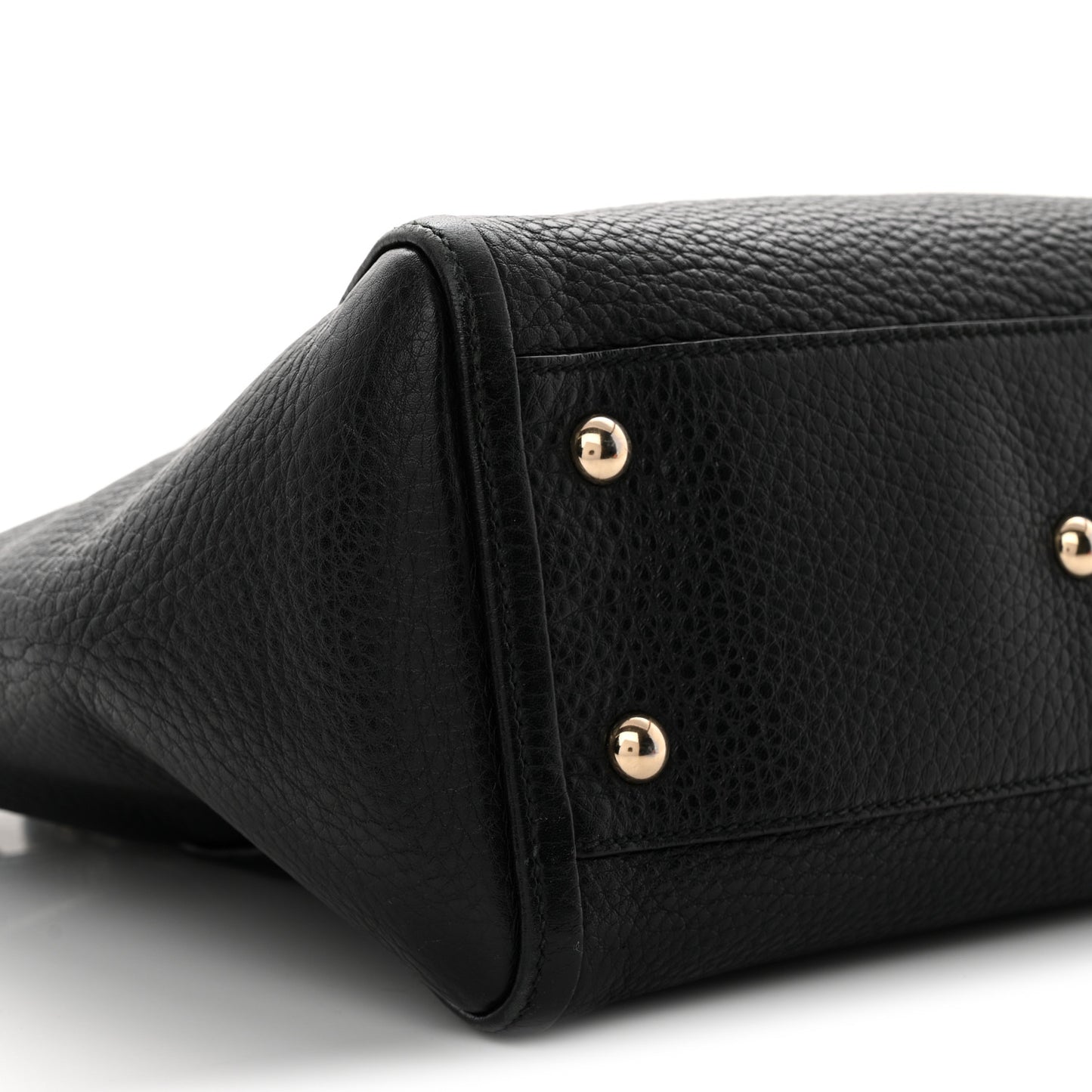 Pebbled Calfskin Small Soho Top Handle Bag Black