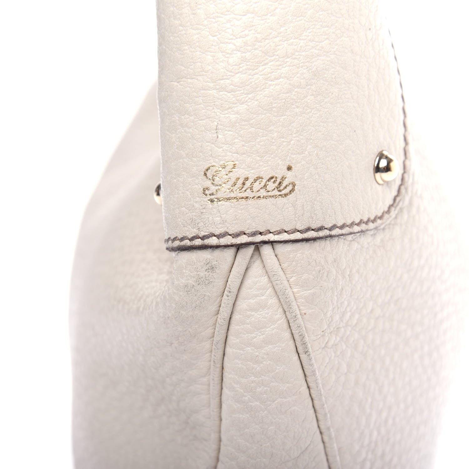 Gucci Pebbled Calfskin Bamboo Ring Hobo Ivory 10 of 11