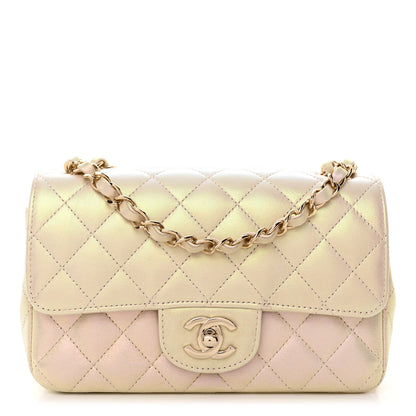 Chanel Iridescent Lambskin Quilted Mini Rectangular Flap Ivory 1 of 11