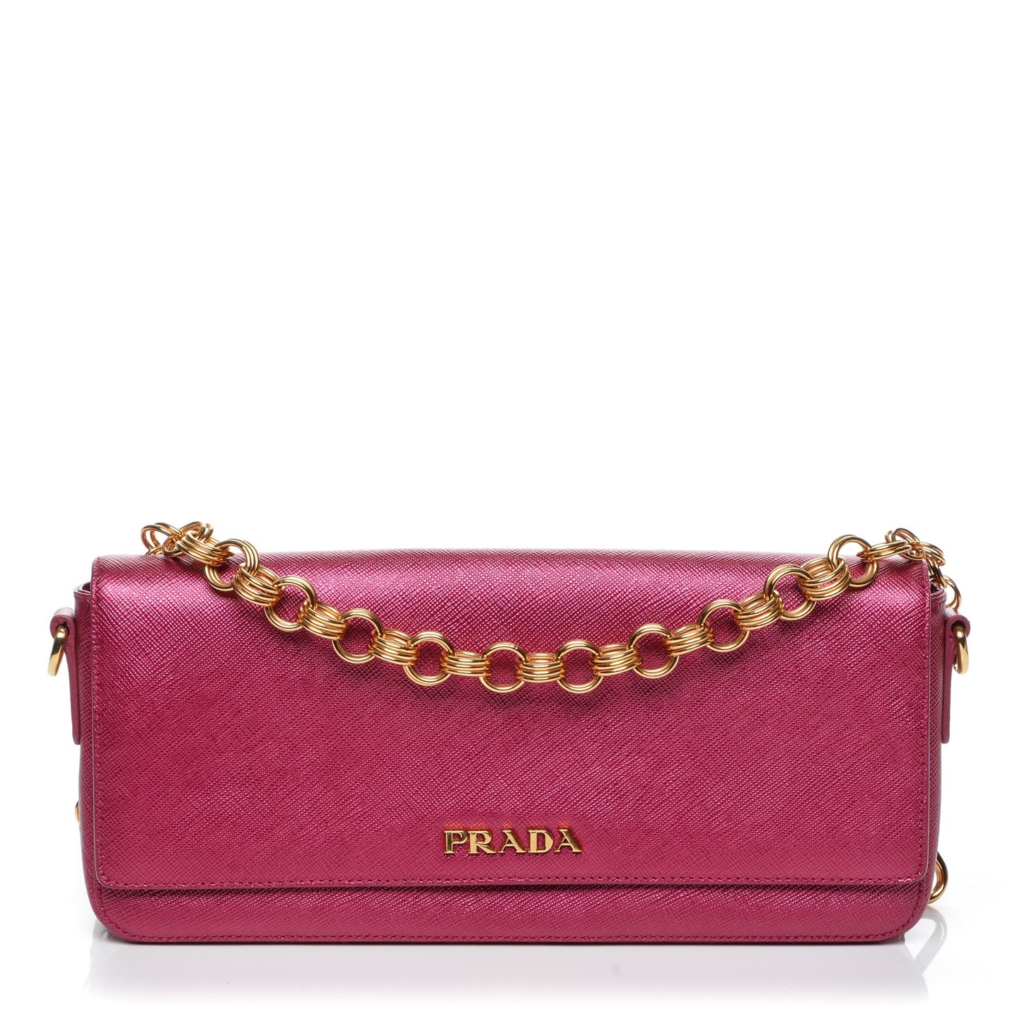 Metallic Saffiano Metal Chain Wallet Ametista